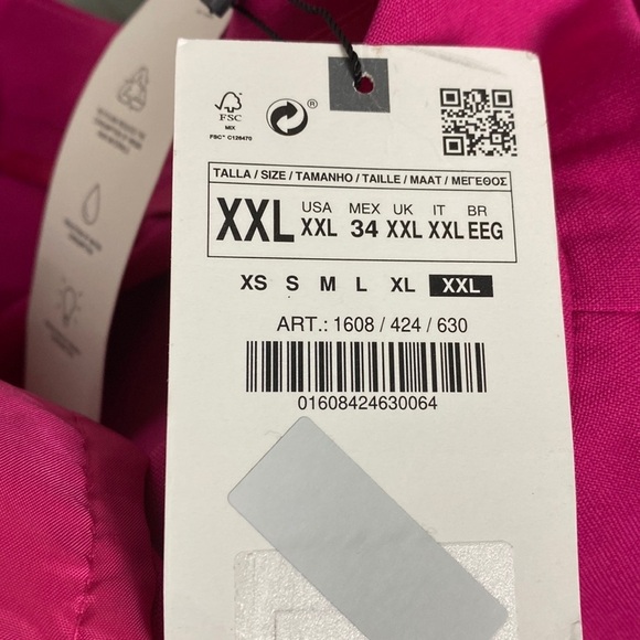 Zara "NEW" Pink Blogger Favorite High Waist Masculine Wide Leg Trousers Size XXL - Picture 8 of 9